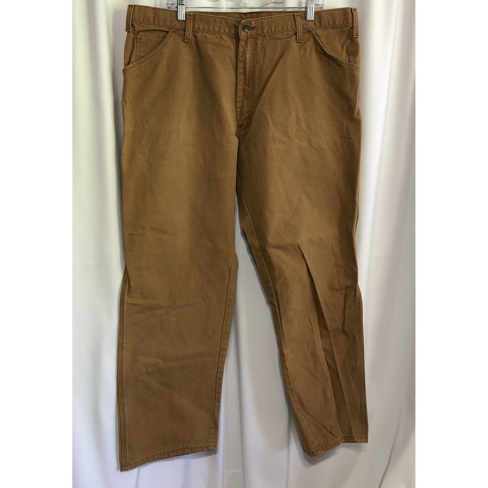 Dickies Carpenter Pants Mens 42x30 Brown Excellent Duck Canvas Utility Workwear